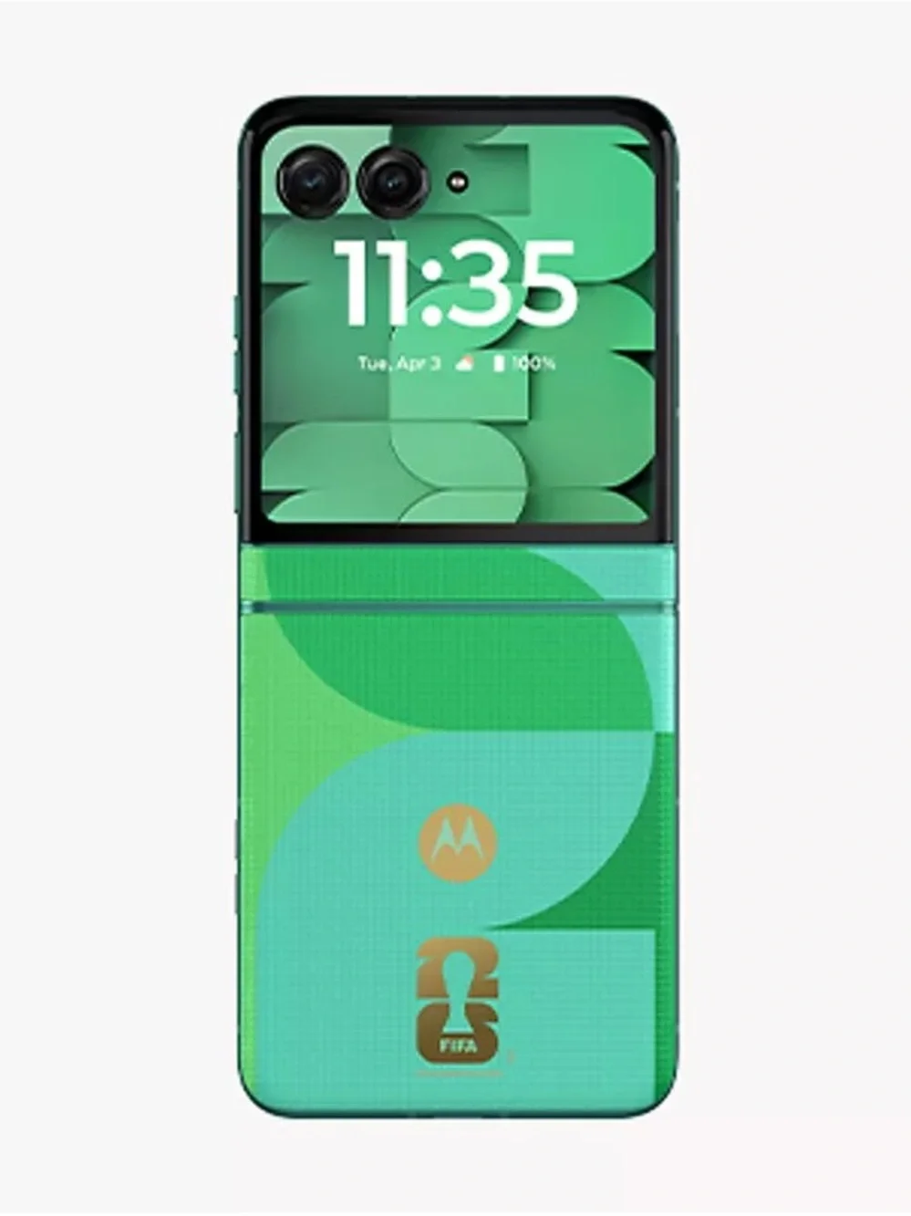 Motorola Green Foldable Smartphone with Gold Accents FIFA RAZT